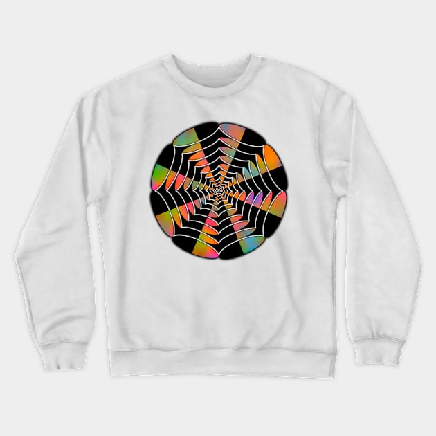 Neon Radio Wave Mandala - Intricate Digital Illustration, Colorful Vibrant and Eye-catching Design, Perfect gift idea for printing on shirts, wall art, home decor, stationary, phone cases and more. Crewneck Sweatshirt by cherdoodles